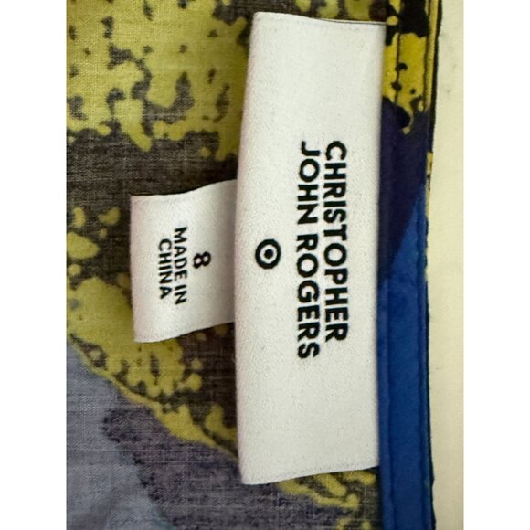 Christopher John Rogers V-Neck Maxi Dress With Flutter Sleeves & Bold Abstract P - Picture 9 of 9